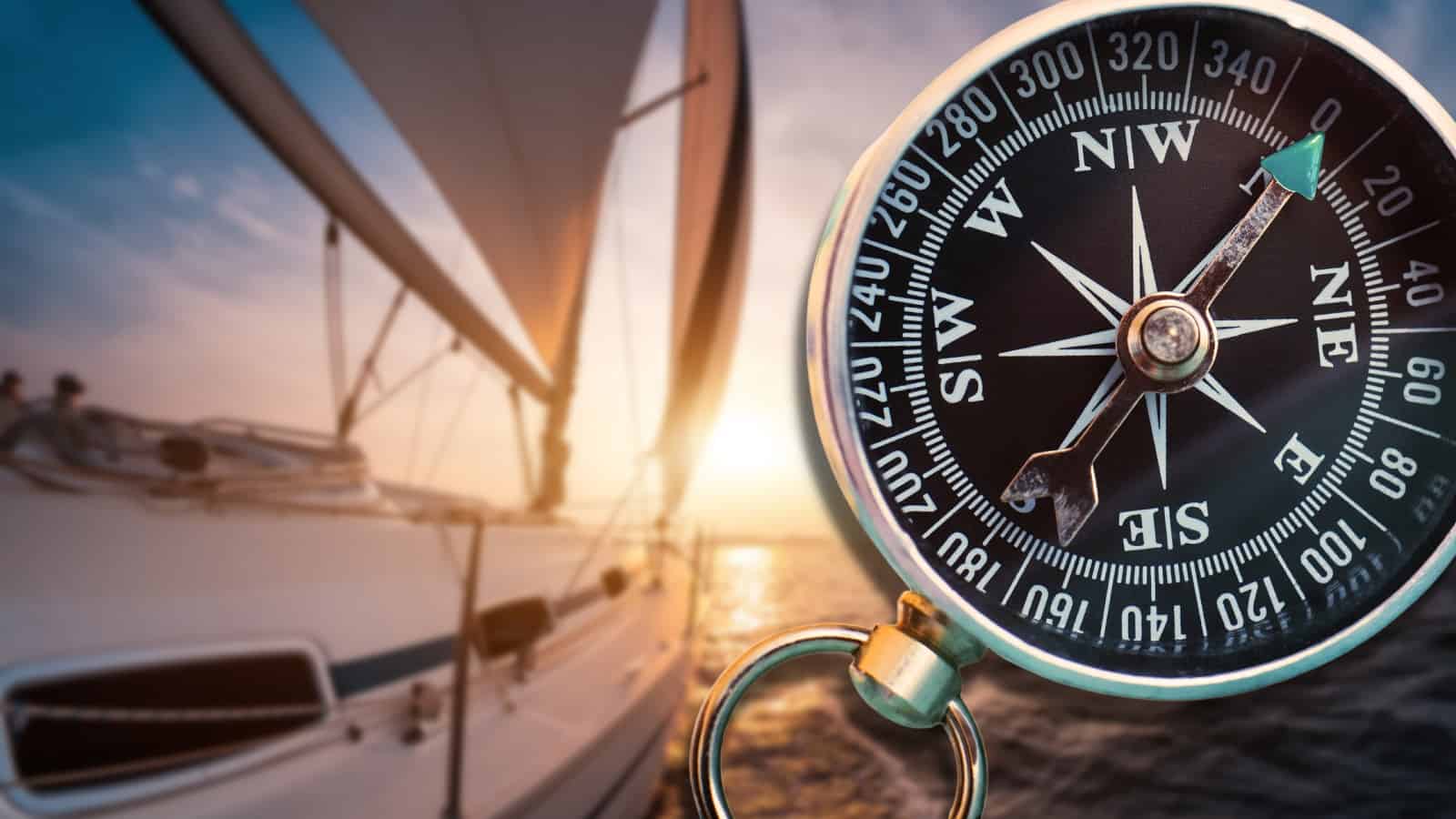 sailing compass pointing north