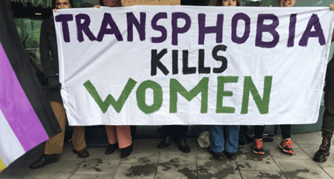 Transphobia Kills Women protest sign