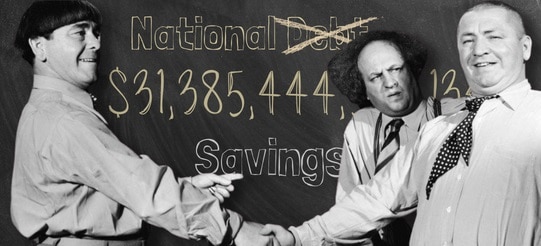 3 stooges discussing the national debt